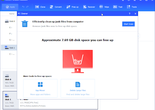 In the pop-up window, click "Start Scan" to scan for junk files